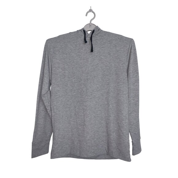 Hanes Mens Lightweight Gray Long-Sleeve Hooded T-Shirt Size Medium - Picture 1 of 12